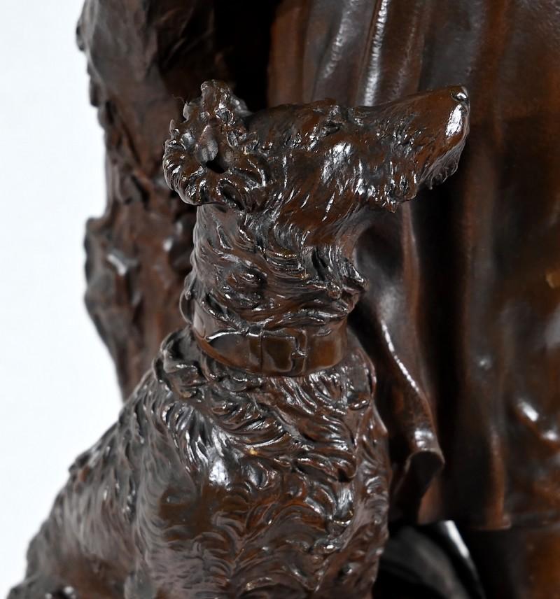 Bronze sculpture “The Young Woman with a Dog”, signed E-L.Truffot 19th For Sale 7