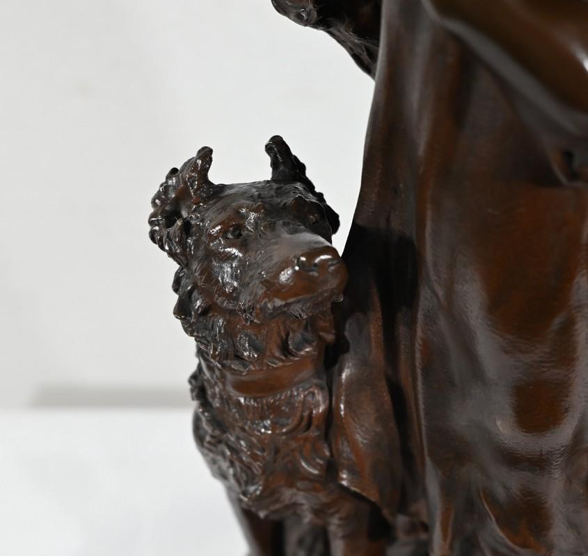 Bronze sculpture “The Young Woman with a Dog”, signed E-L.Truffot 19th For Sale 3