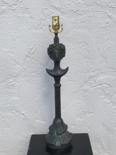 Bronze "La Tete de Femme" Lamp, Patinated Patina