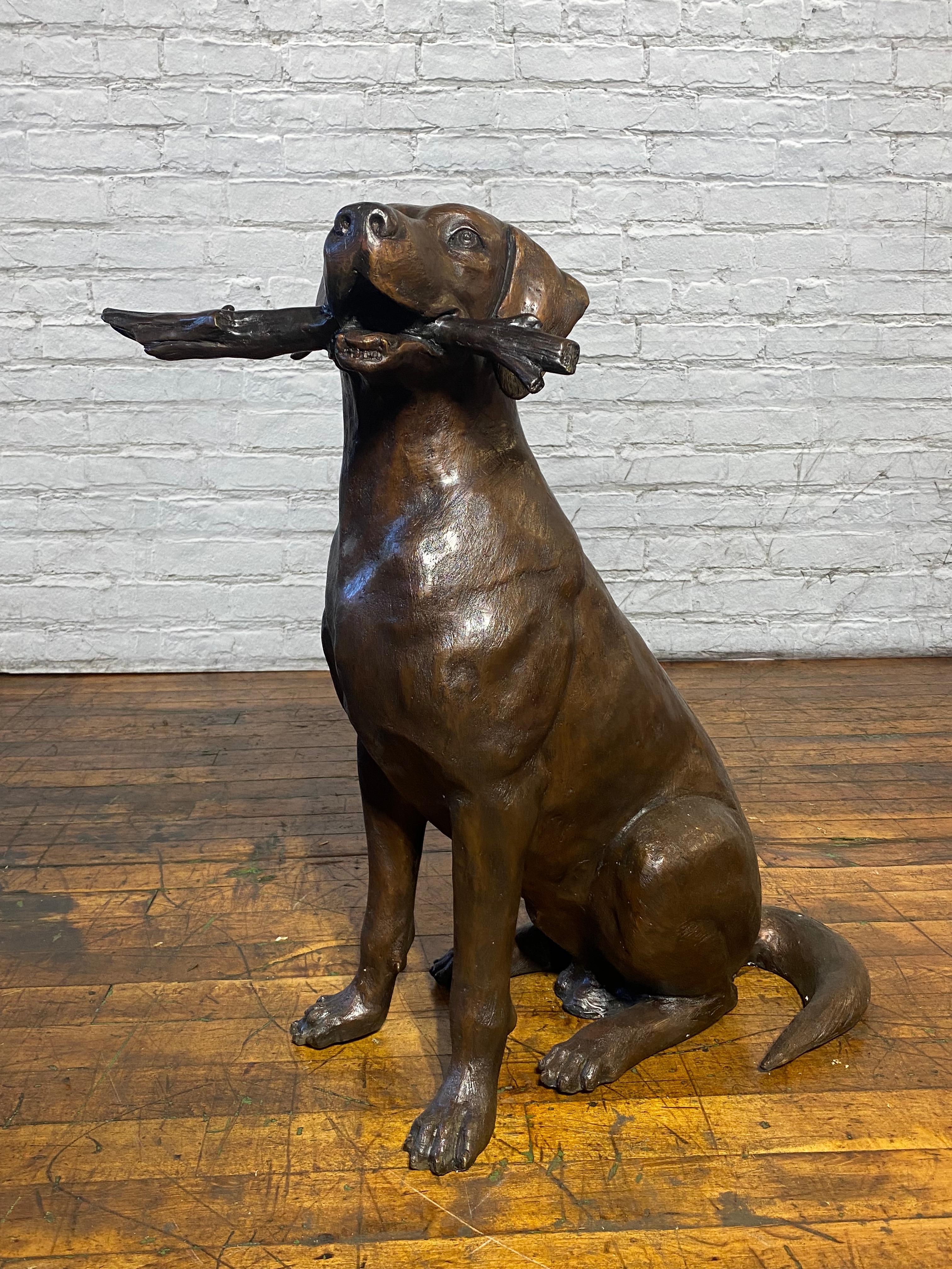 Bronze Labrador Dog Statue, 