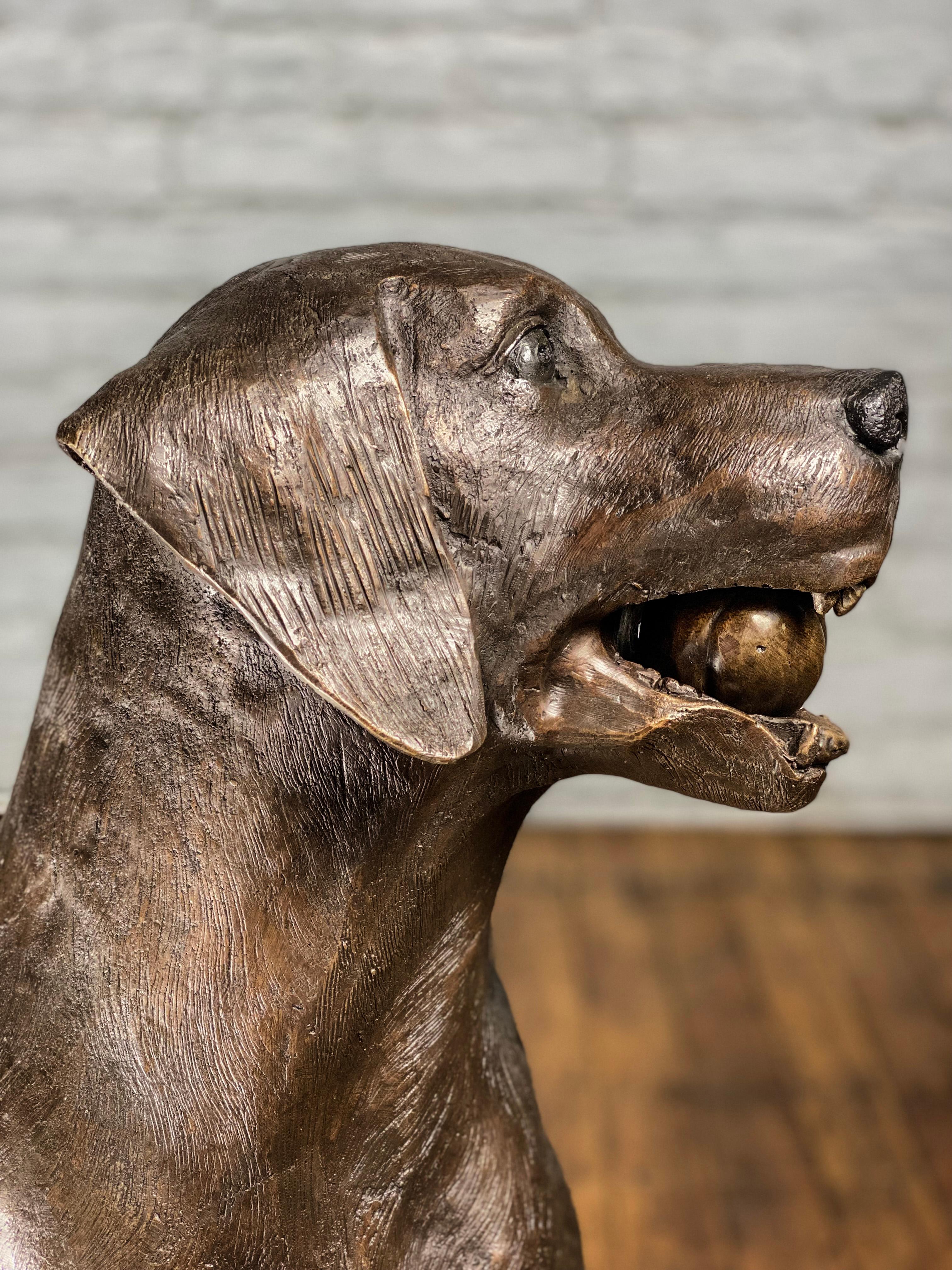 Contemporary Bronze Labrador Dog Statue, 