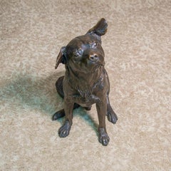 Vintage Bronze Animalier Labrador Dog Sculpture by Franz Canins