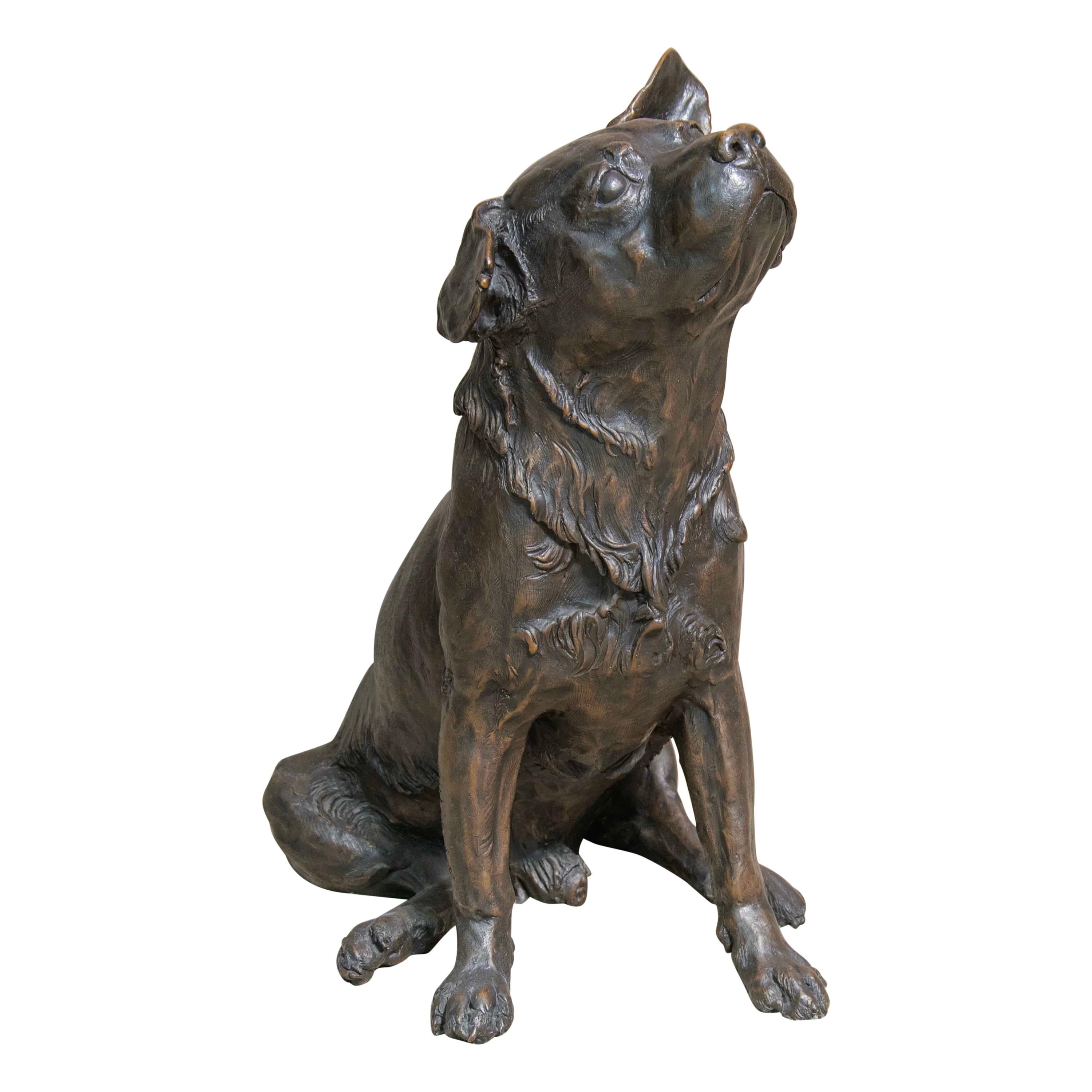 Vintage Bronze Animalier Labrador Dog Sculpture by Franz Canins