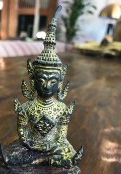 Bronze, Lacquer and Gilt Seated Ratanakosin Thai/ Siam Buddha