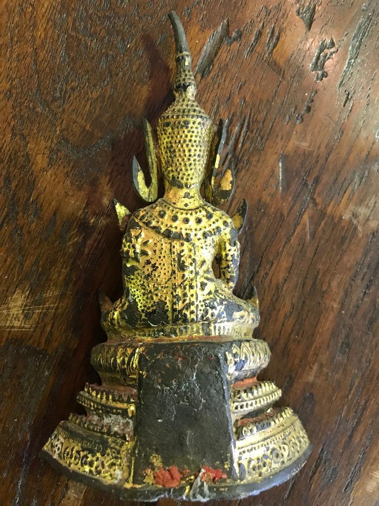 20th Century Bronze, Lacquer and Gilt Seated Ratanakosin Thai/ Siam Buddha
