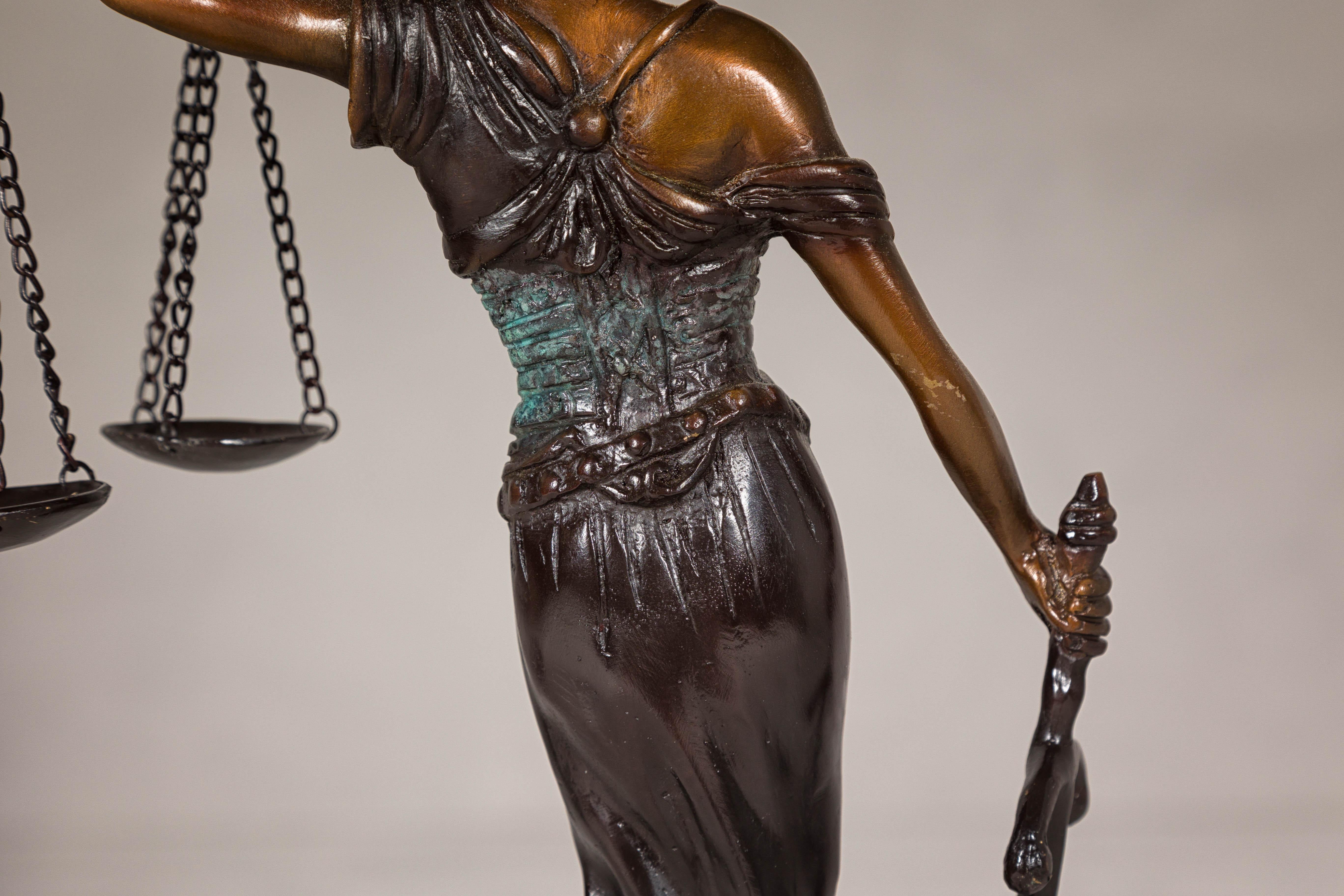 Bronze Lady Justice Tabletop Statuette For Sale 10