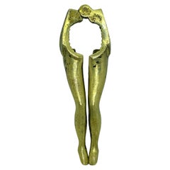 Bronze Lady Leg Bottle Opener and Nutcracker Mid-Century Modern Metal Barware