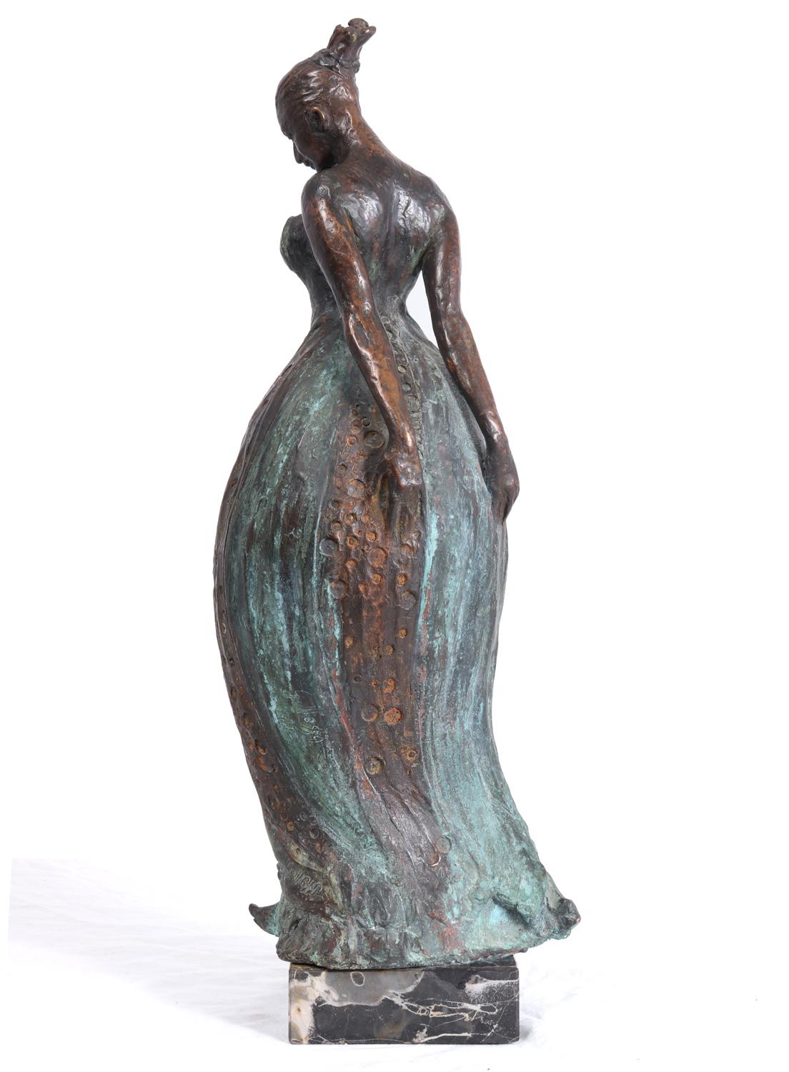 Italian Bronze Lady Sculpture For Sale