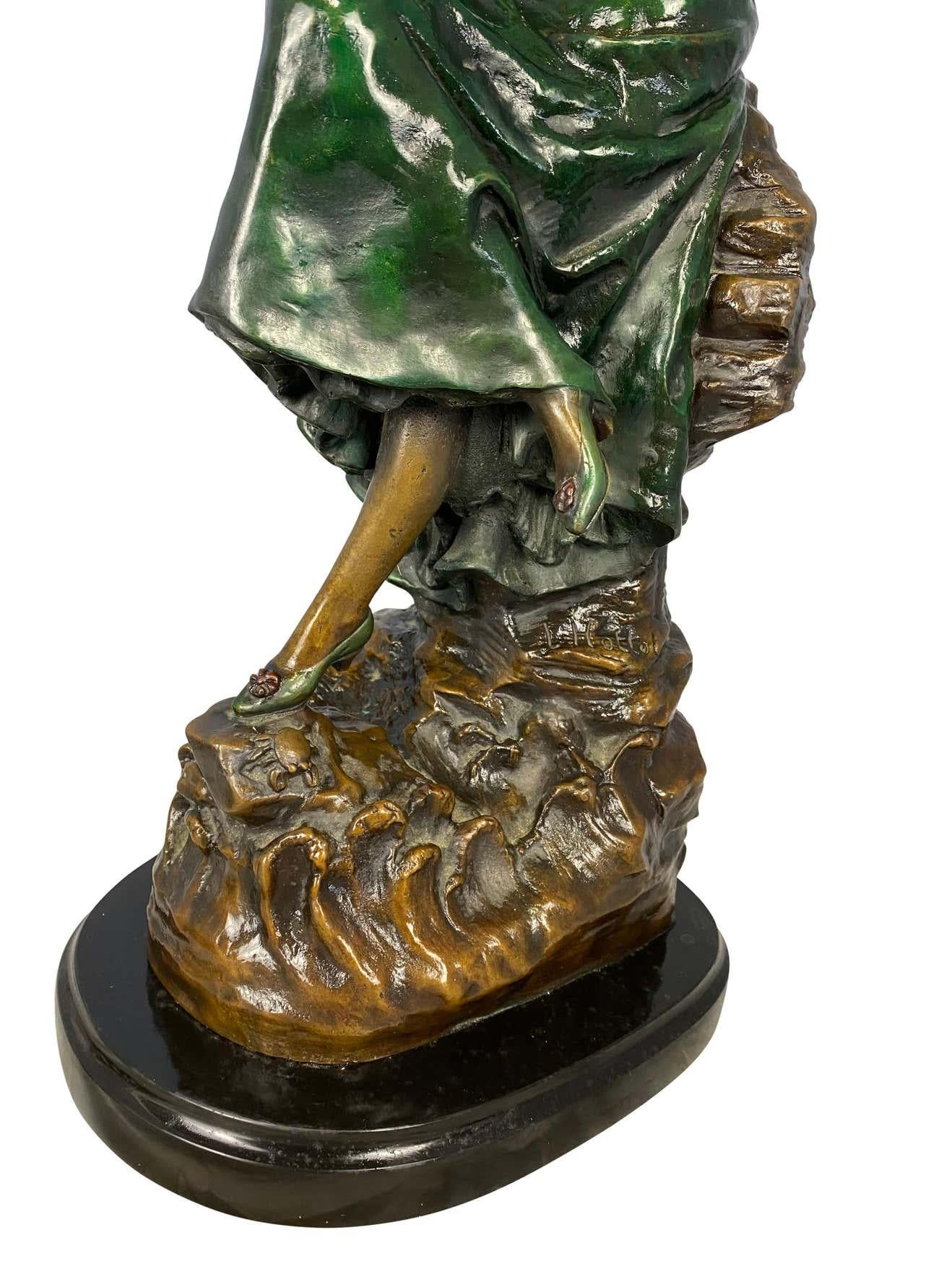 Bronze Lady, Signed 'Louis Hottot', 20th Century For Sale 9
