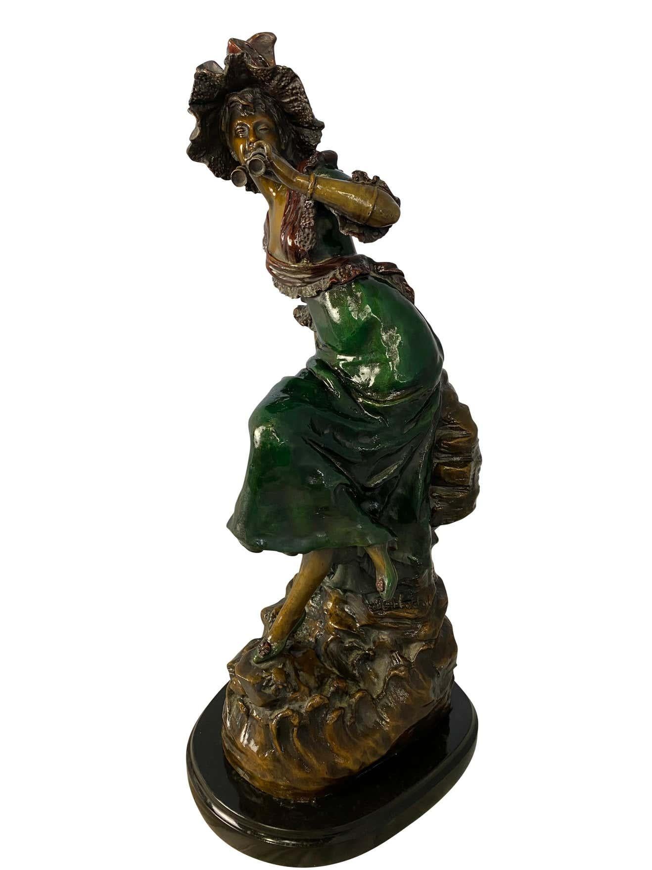 French Bronze Lady, Signed 'Louis Hottot', 20th Century For Sale