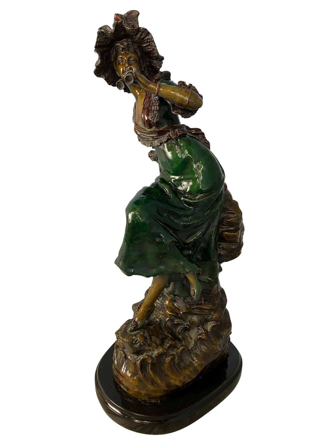 Hand-Crafted Bronze Lady, Signed 'Louis Hottot', 20th Century For Sale