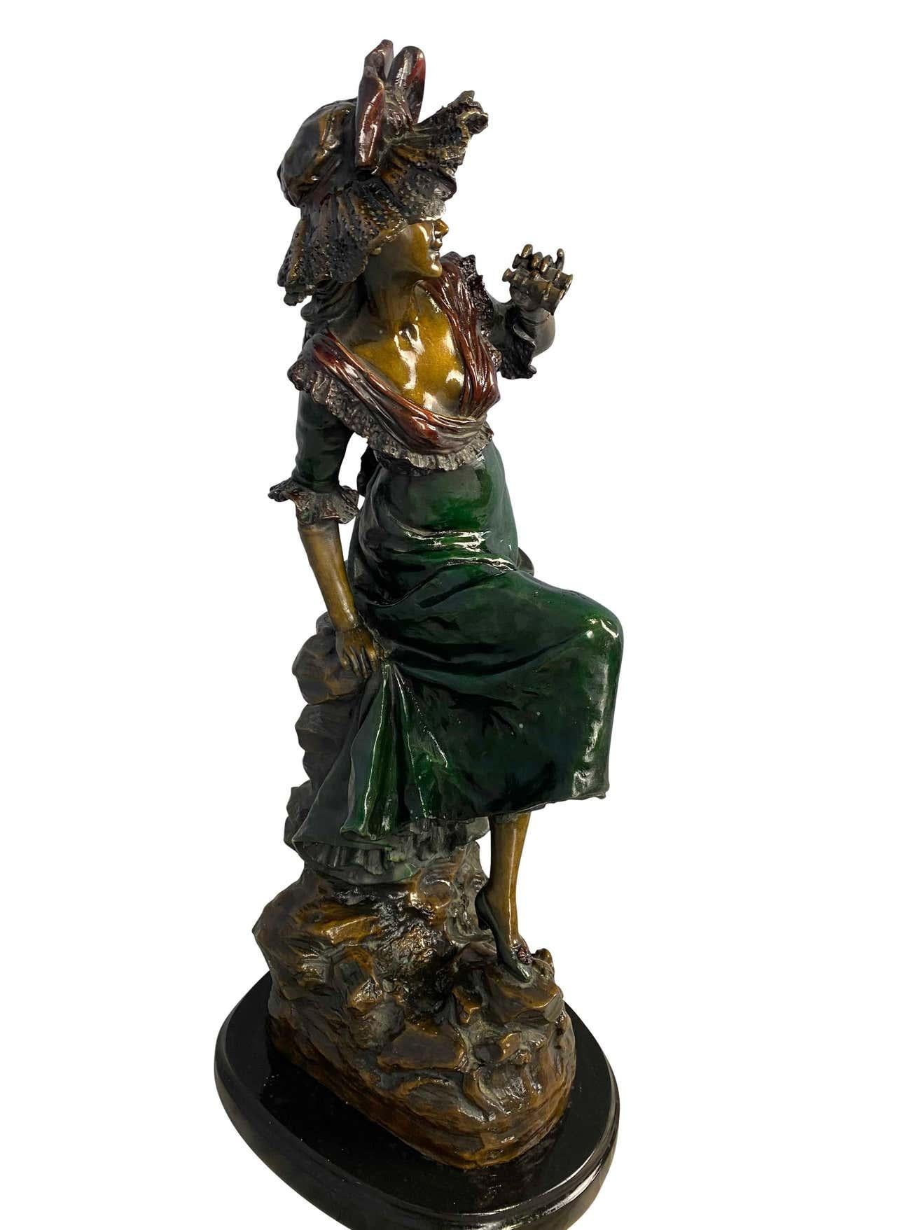 Bronze Lady, Signed 'Louis Hottot', 20th Century For Sale 1
