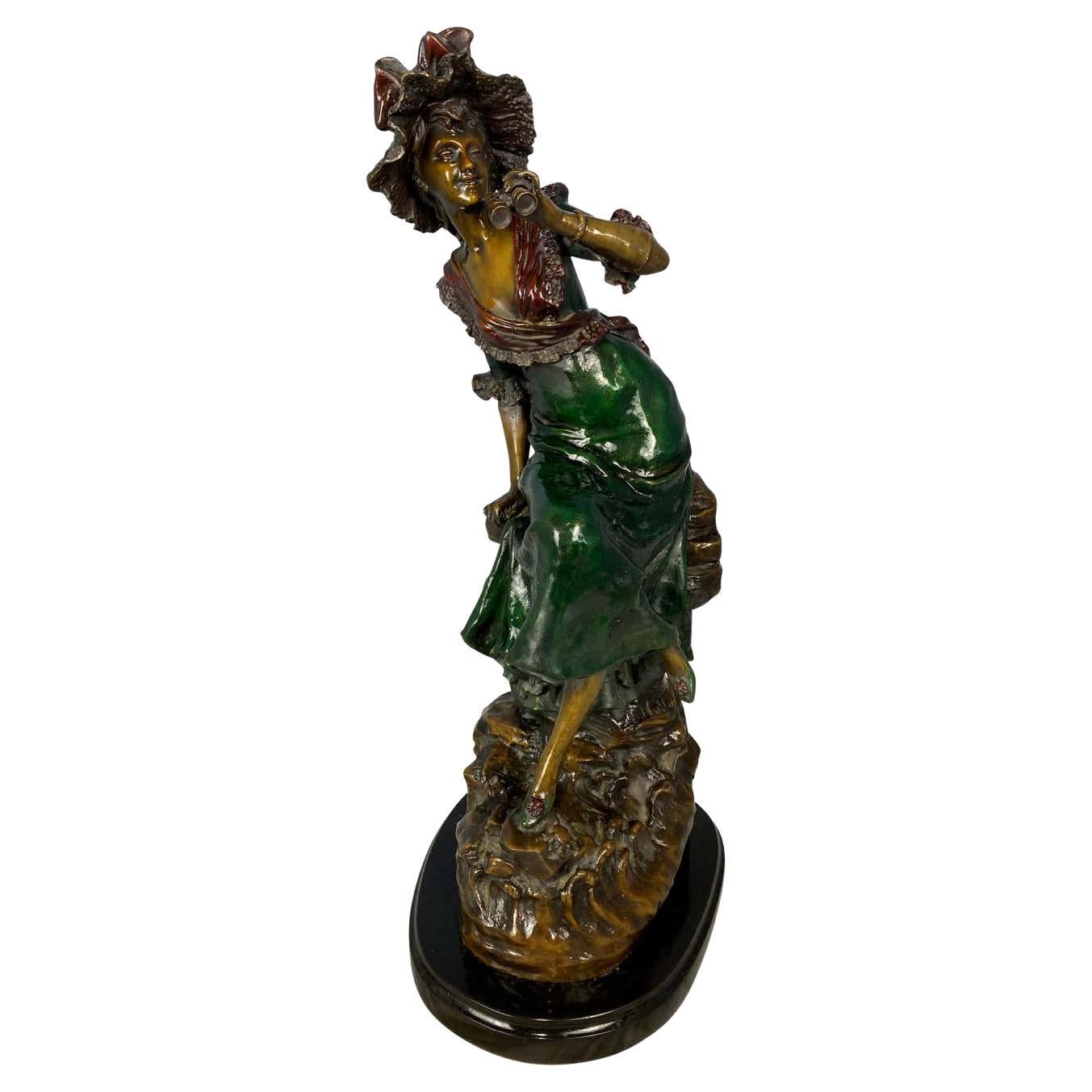 Bronze Lady, Signed 'Louis Hottot', 20th Century For Sale