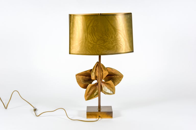 Brass Bronze Lamp by Maison Charles For Sale