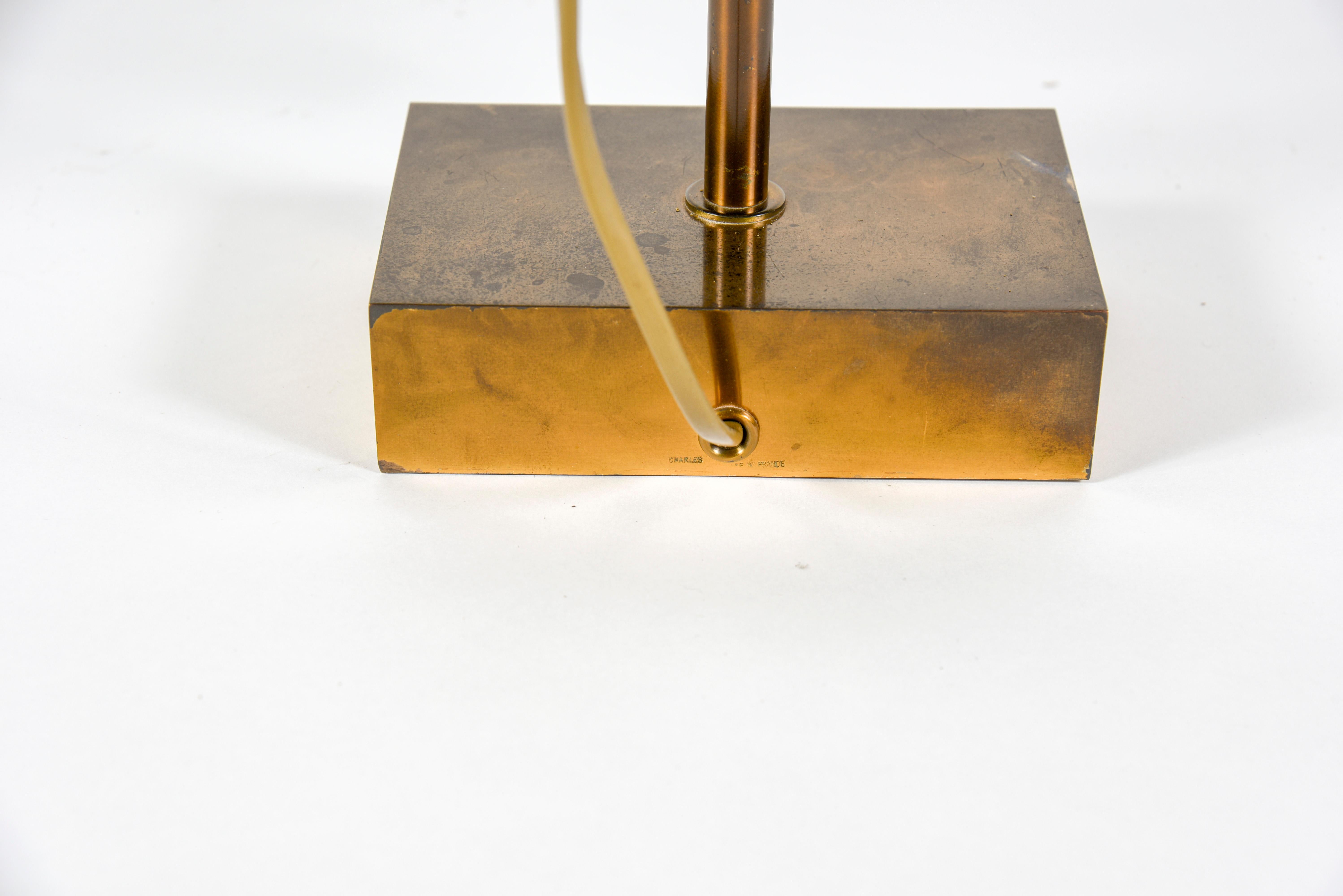 Brass Bronze Lamp by Maison Charles For Sale