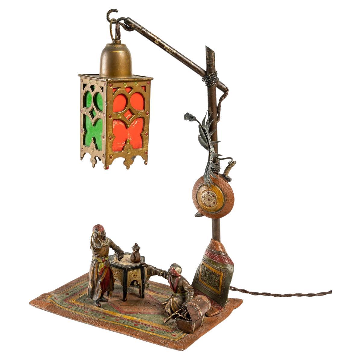 Lampe en bronze de Vienne, orientaliste, 19e siècle.