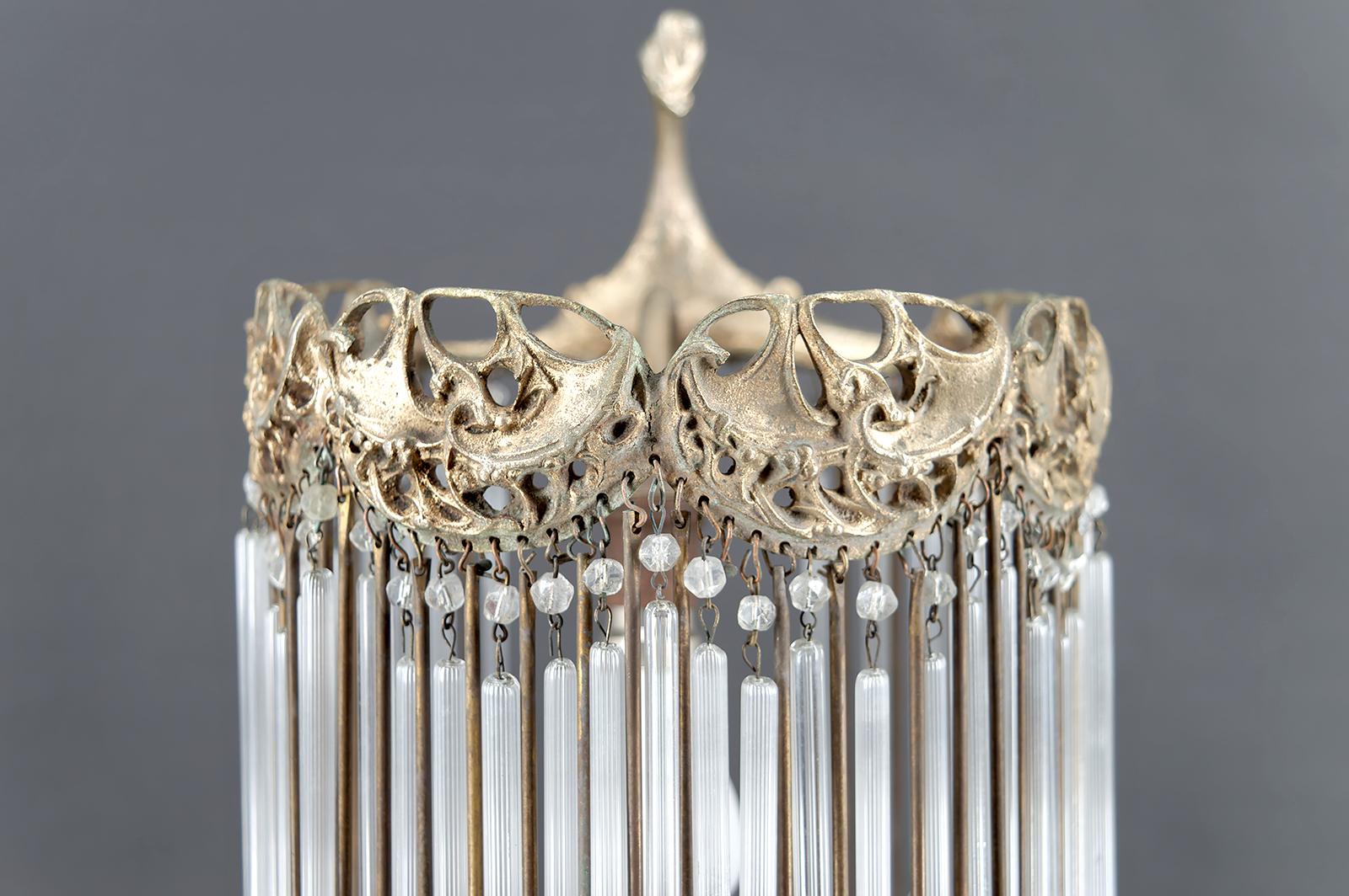 Lámpara de bronce y colgantes de cristal de Hector Guimard, Francia, Art Nouveau, circa 1910 en venta 4