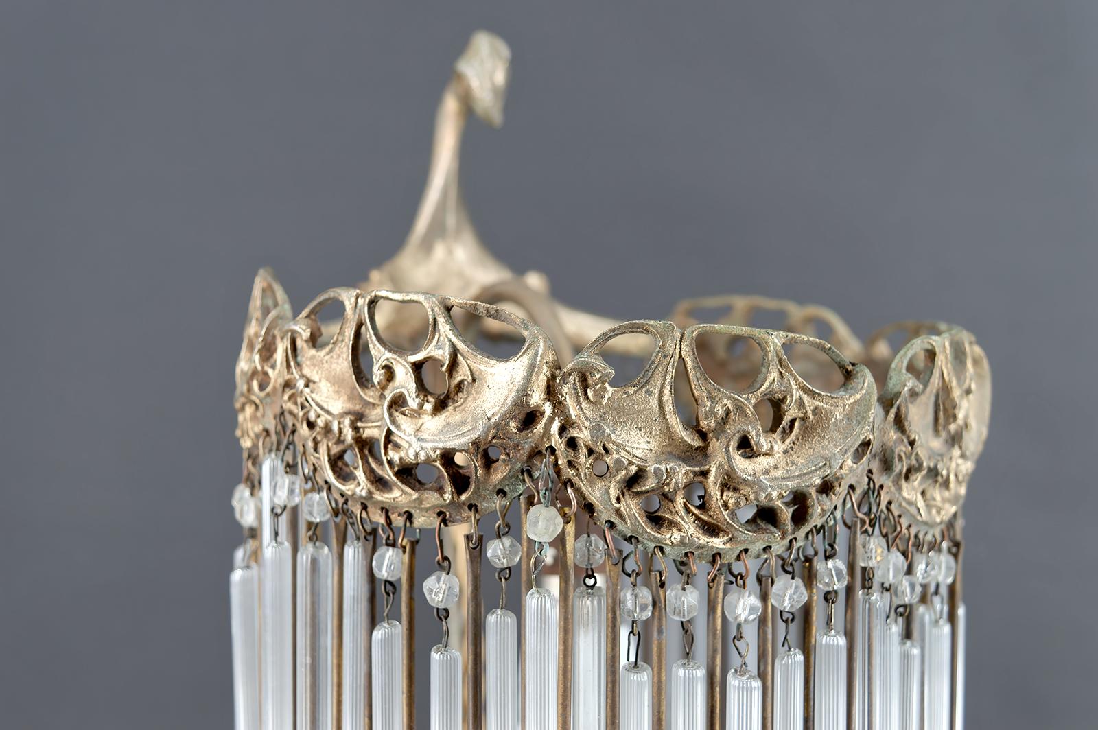 Lámpara de bronce y colgantes de cristal de Hector Guimard, Francia, Art Nouveau, circa 1910 en venta 6