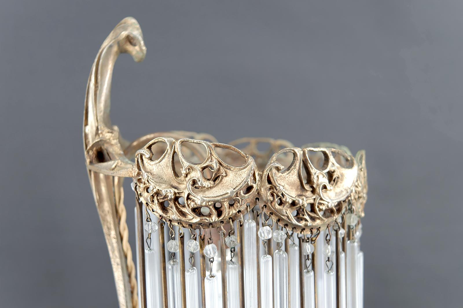 Lámpara de bronce y colgantes de cristal de Hector Guimard, Francia, Art Nouveau, circa 1910 en venta 7