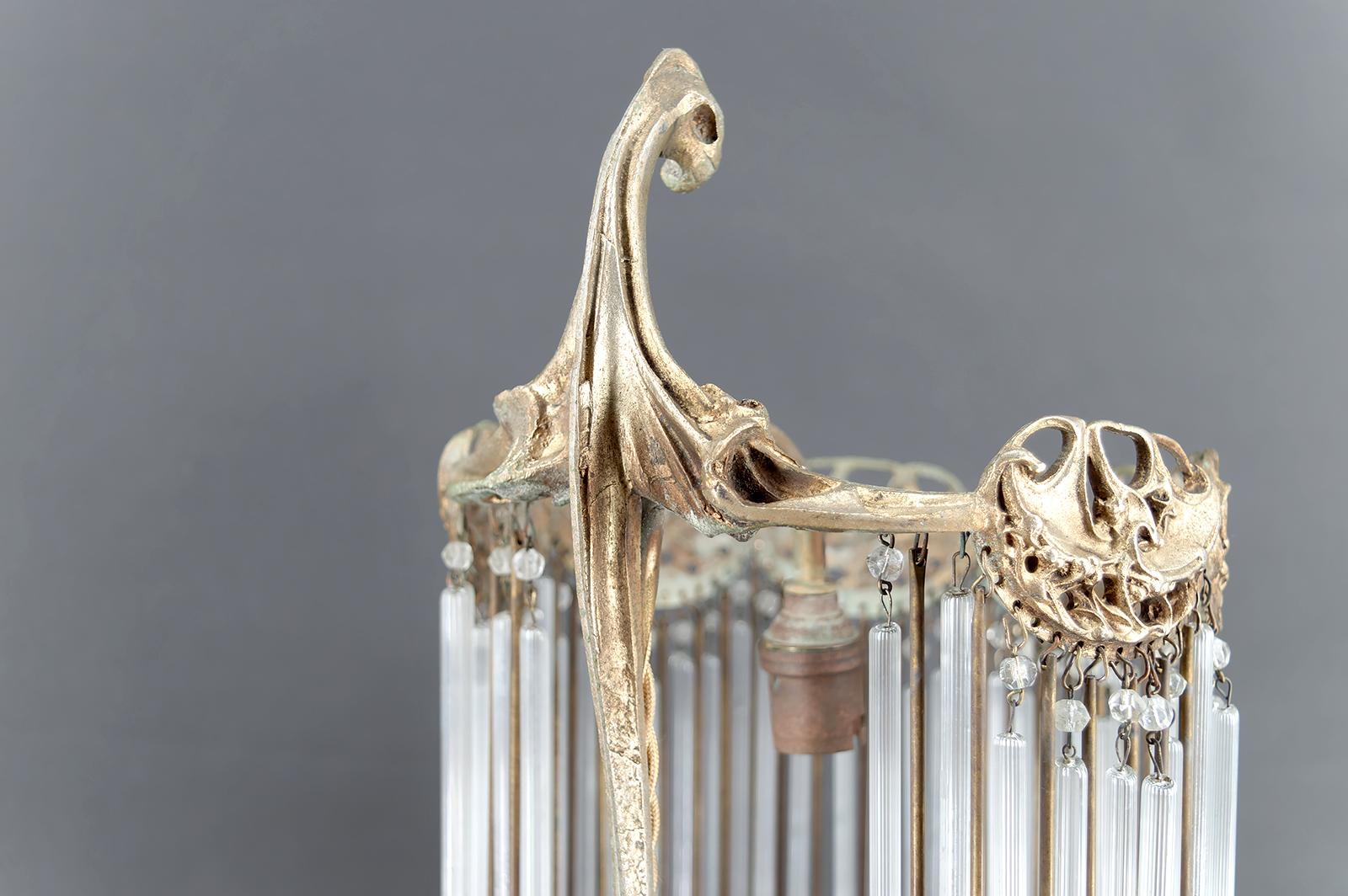 Lámpara de bronce y colgantes de cristal de Hector Guimard, Francia, Art Nouveau, circa 1910 en venta 8