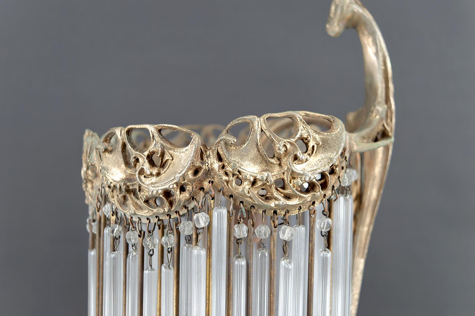 Lámpara de bronce y colgantes de cristal de Hector Guimard, Francia, Art Nouveau, circa 1910 en venta 11