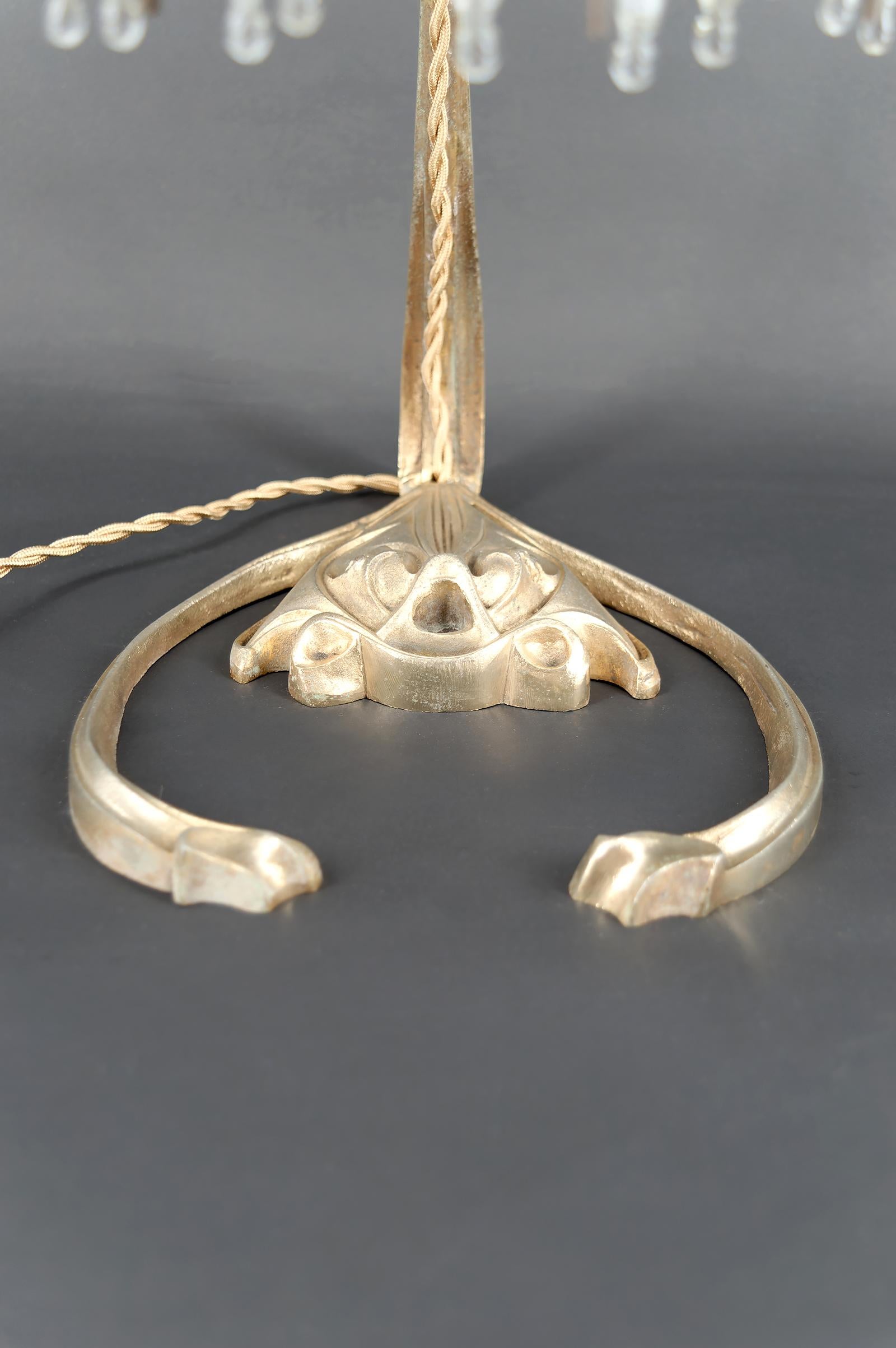 Lámpara de bronce y colgantes de cristal de Hector Guimard, Francia, Art Nouveau, circa 1910 en venta 12