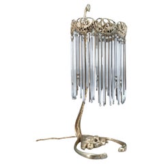 Bronze Lamp & Glass Pendants by Hector Guimard, France, Art Nouveau, Circa 1910