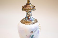 Bronze Lamp Sevres Style Hand Painted Porcelain