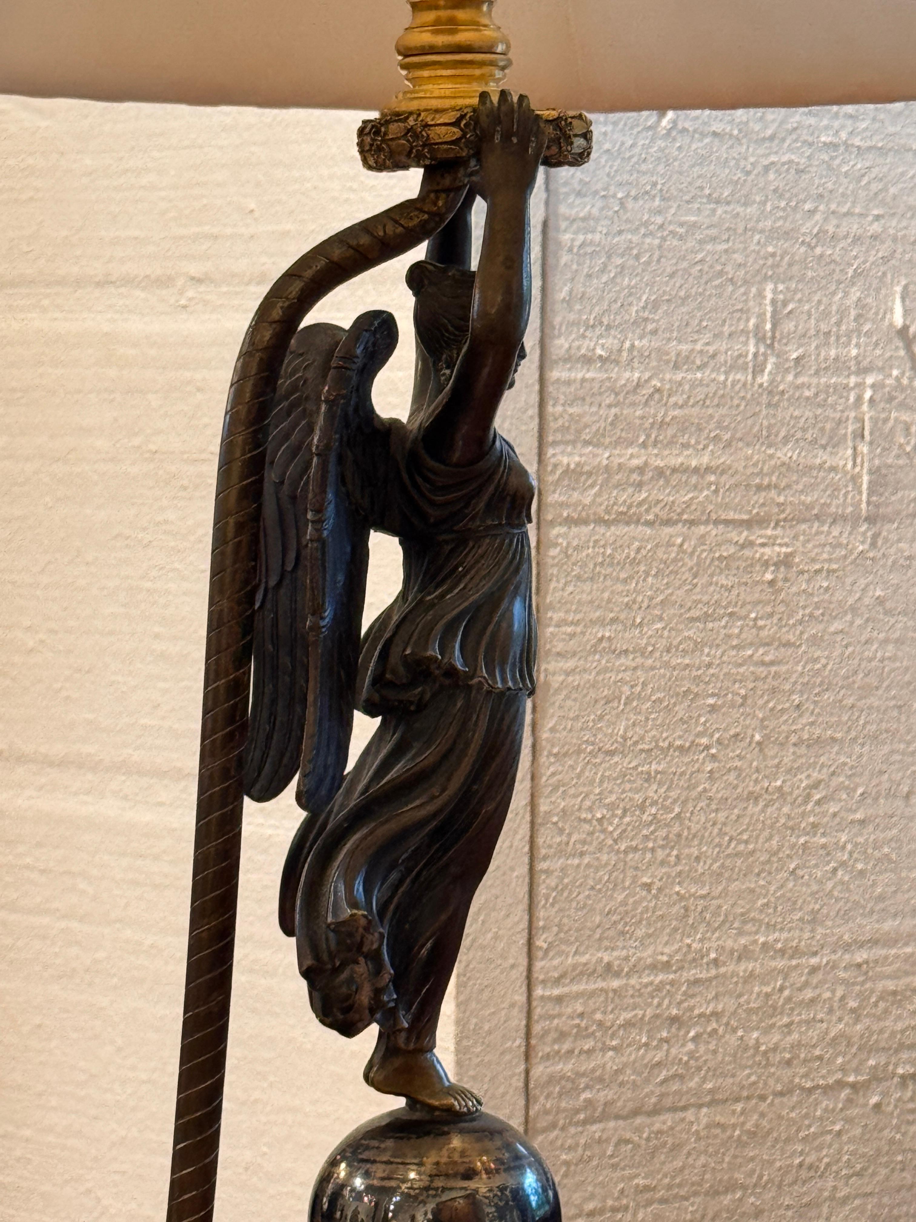 Bronze Lamp With Figural Column Base For Sale 5