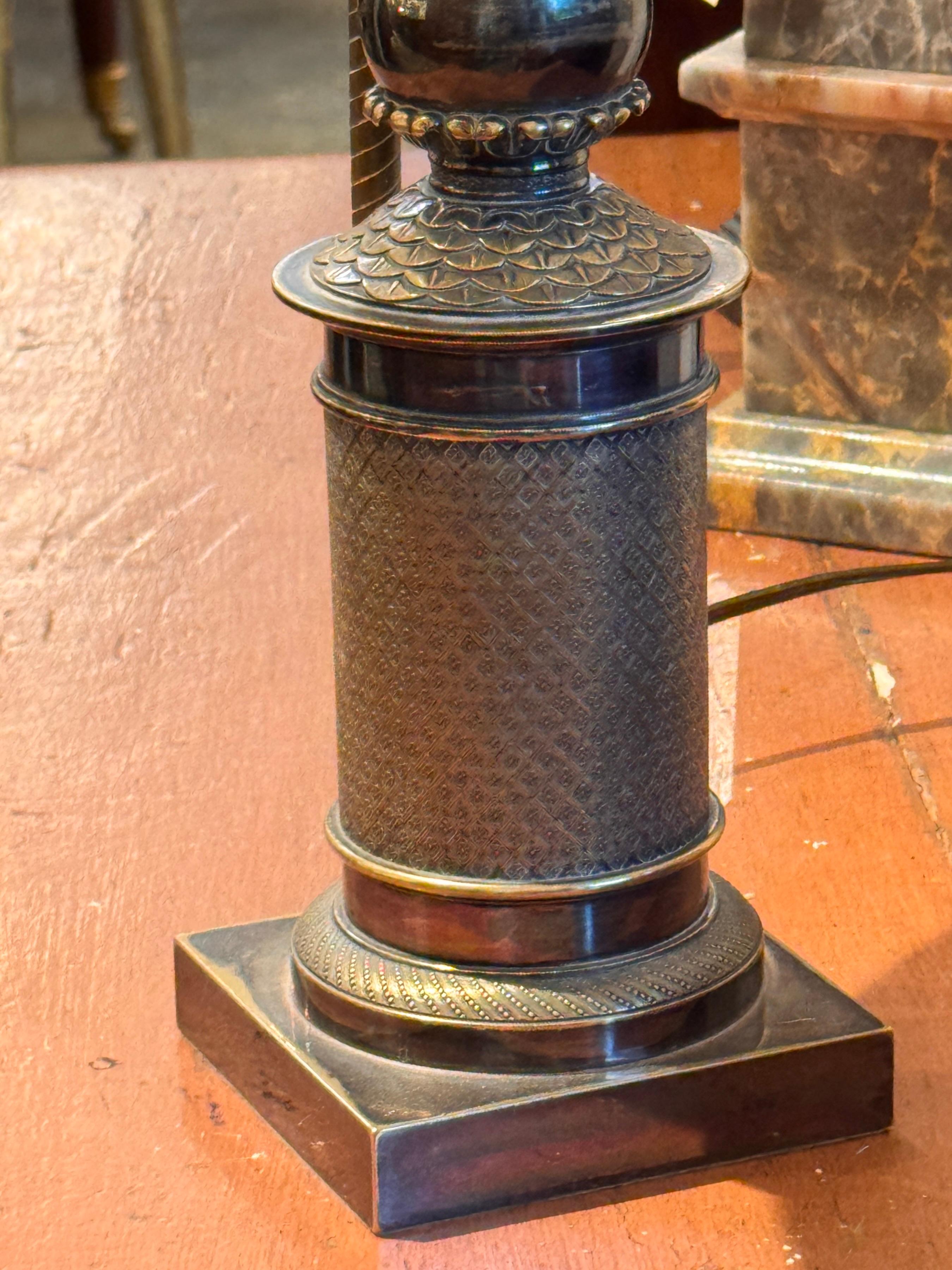 Bronze Lamp With Figural Column Base For Sale 2