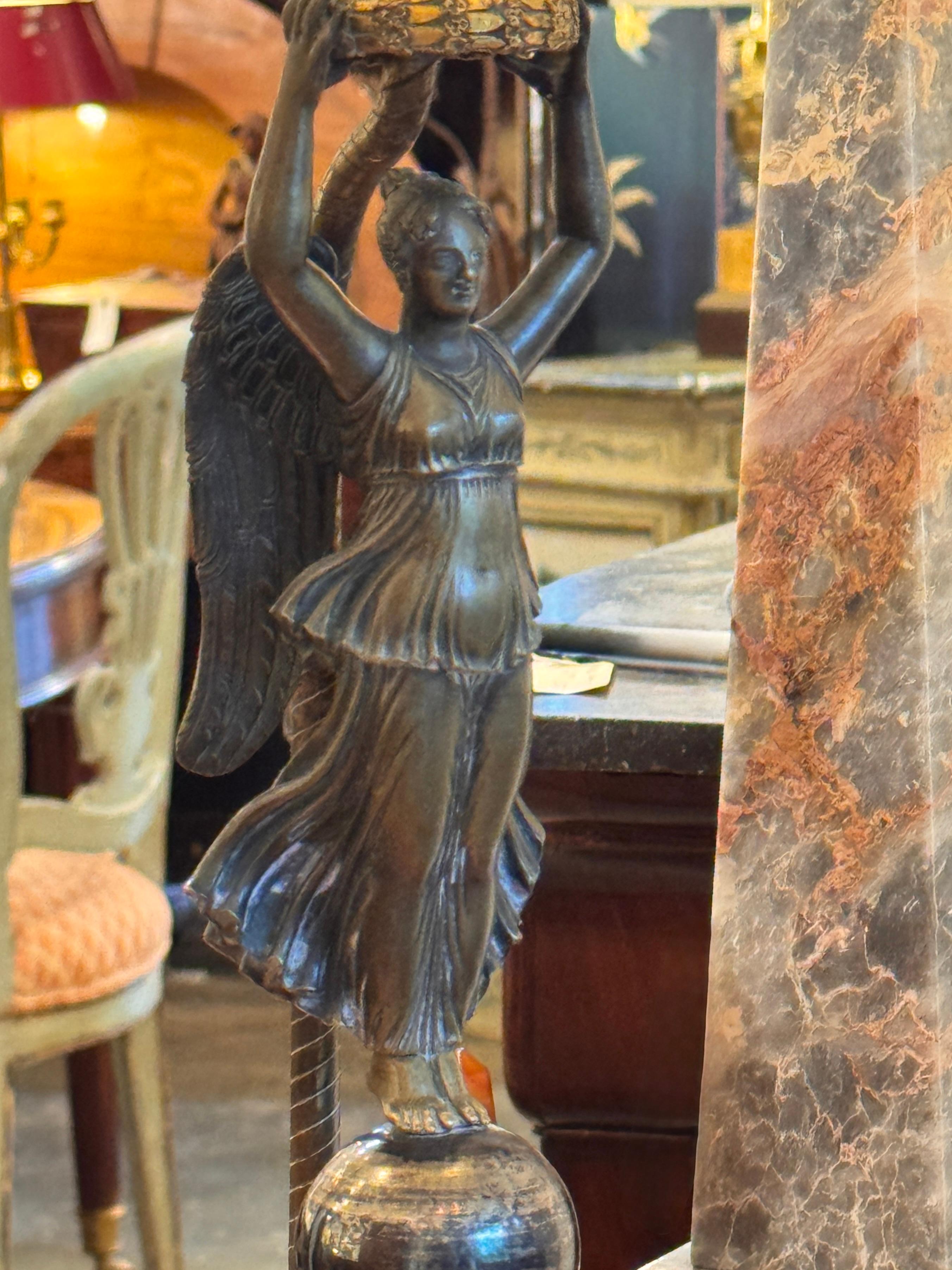 Bronze Lamp With Figural Column Base For Sale 3