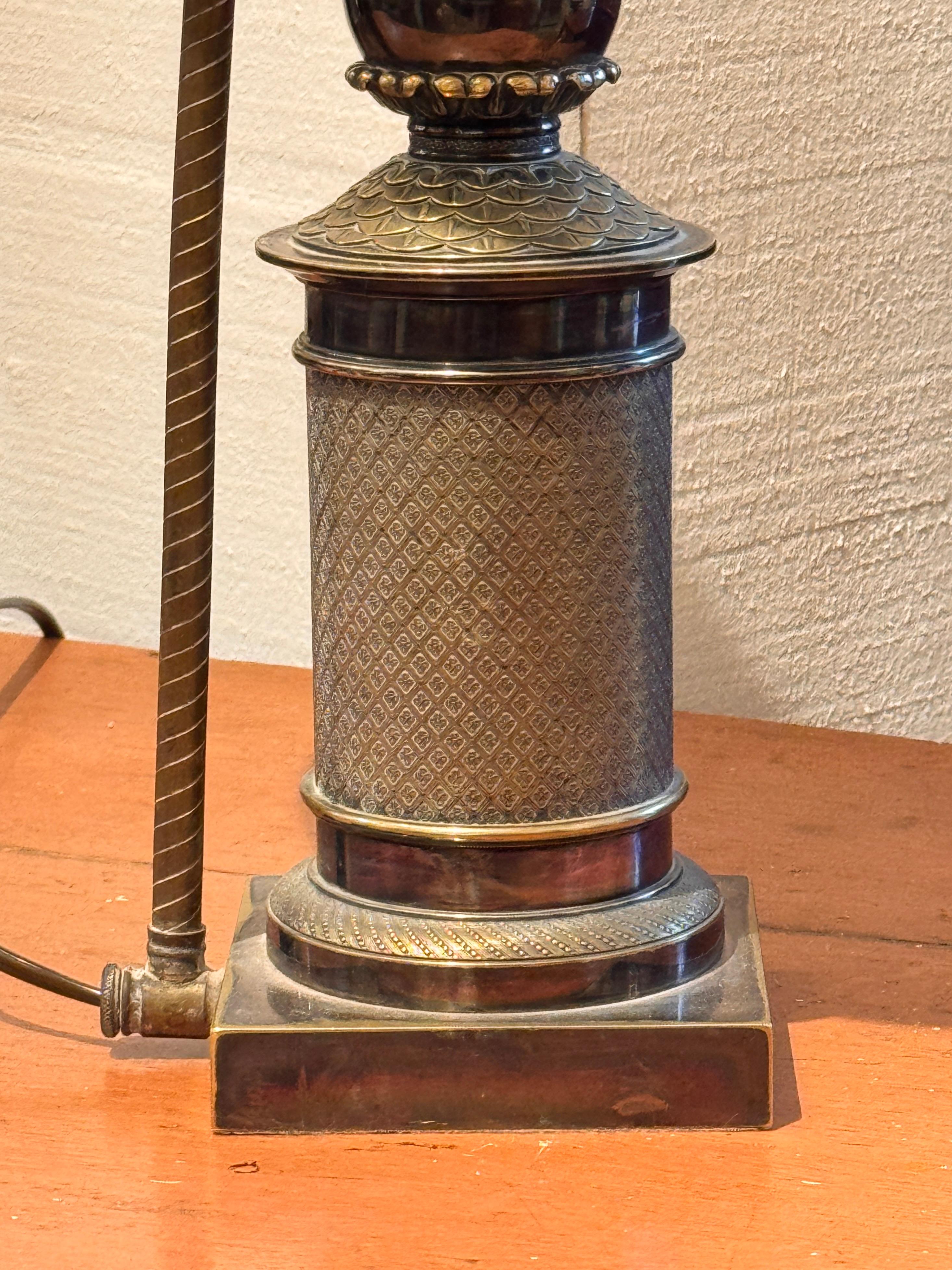 Bronze Lamp With Figural Column Base For Sale 4