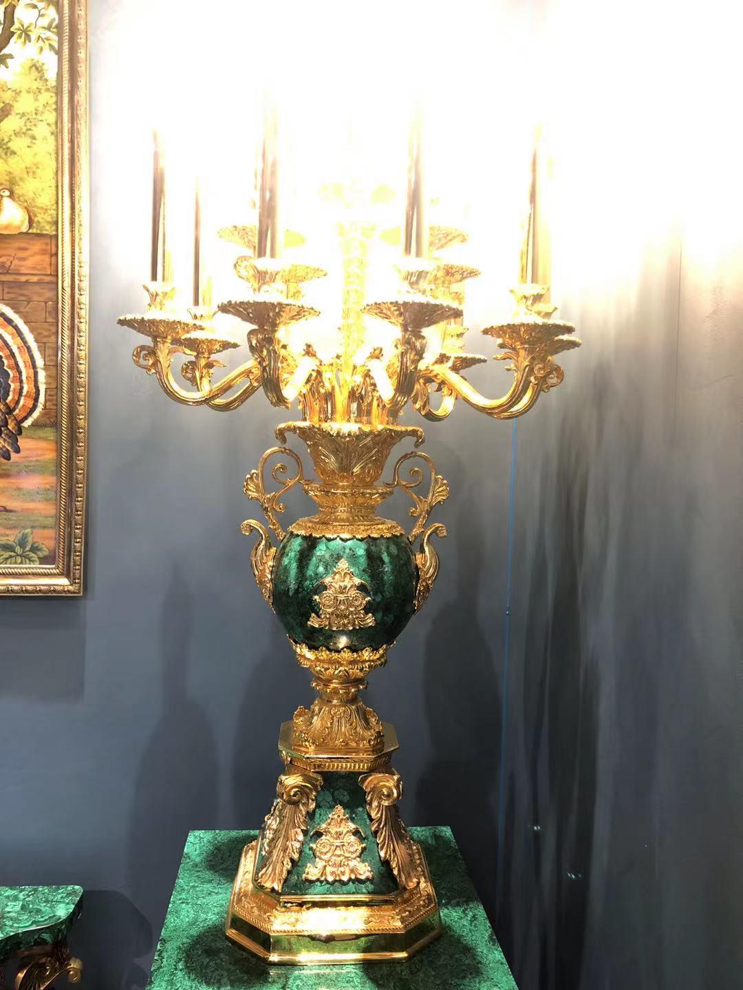 Bronze lamp with Malachite by ARTISS
Dimensions: W 54 x D 54 x H 112 cm
Materials: Malachite, bronze

ARTIS is named from artist, whose two -S