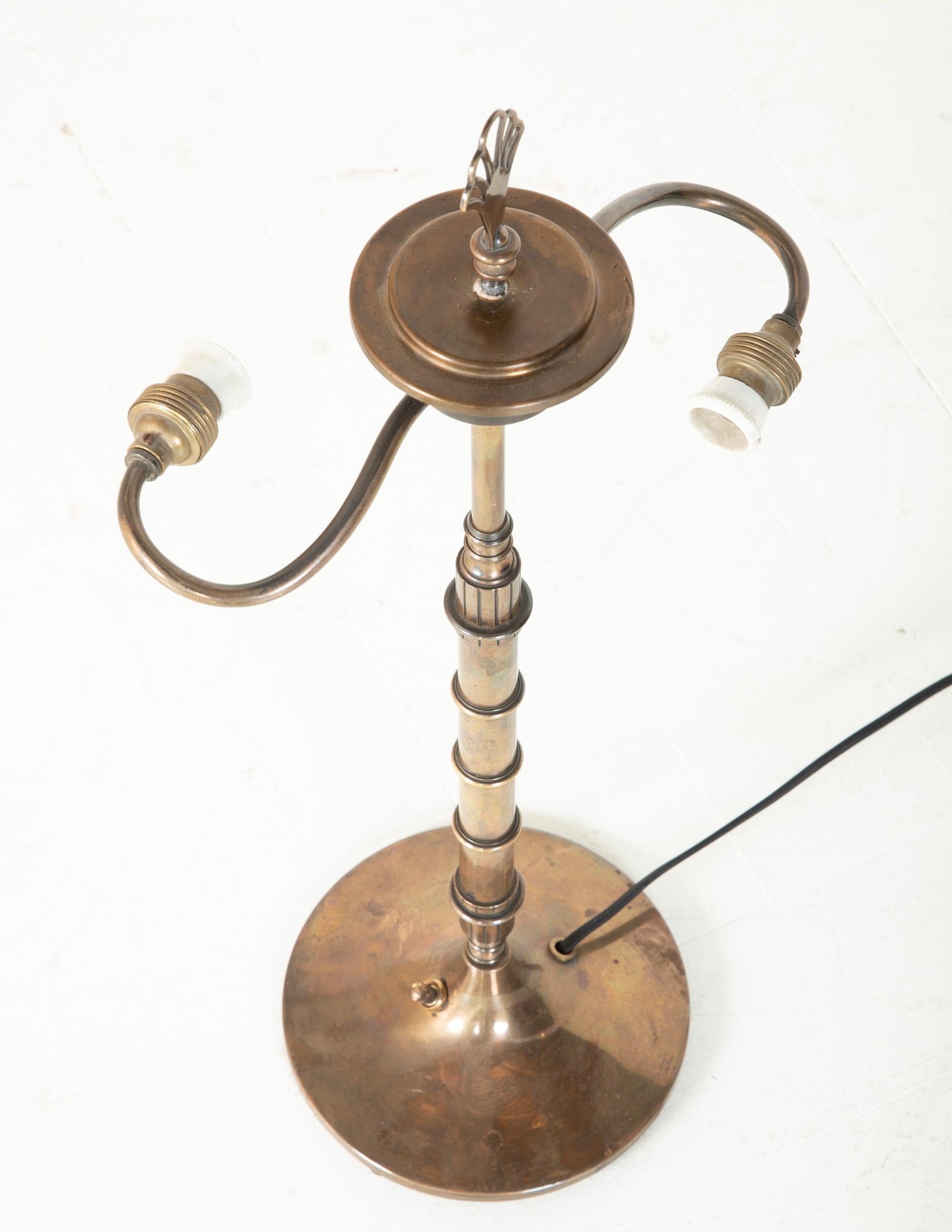 Bronze Lamp with Silk Shade by Harald Elof Notini for Bohlmarks 4