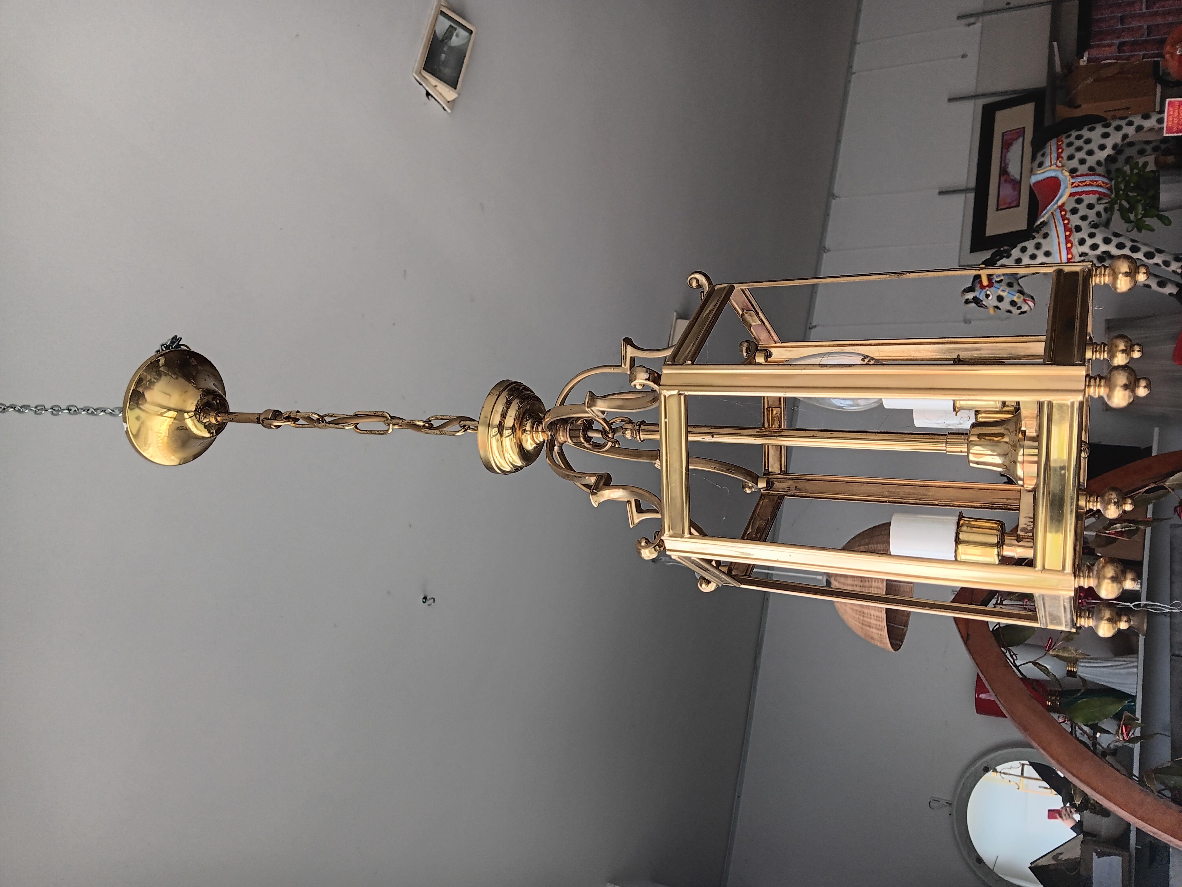 Lantern Brass and Glass Gold Elegant Mid-Century Modern Spain 50s For Sale 7