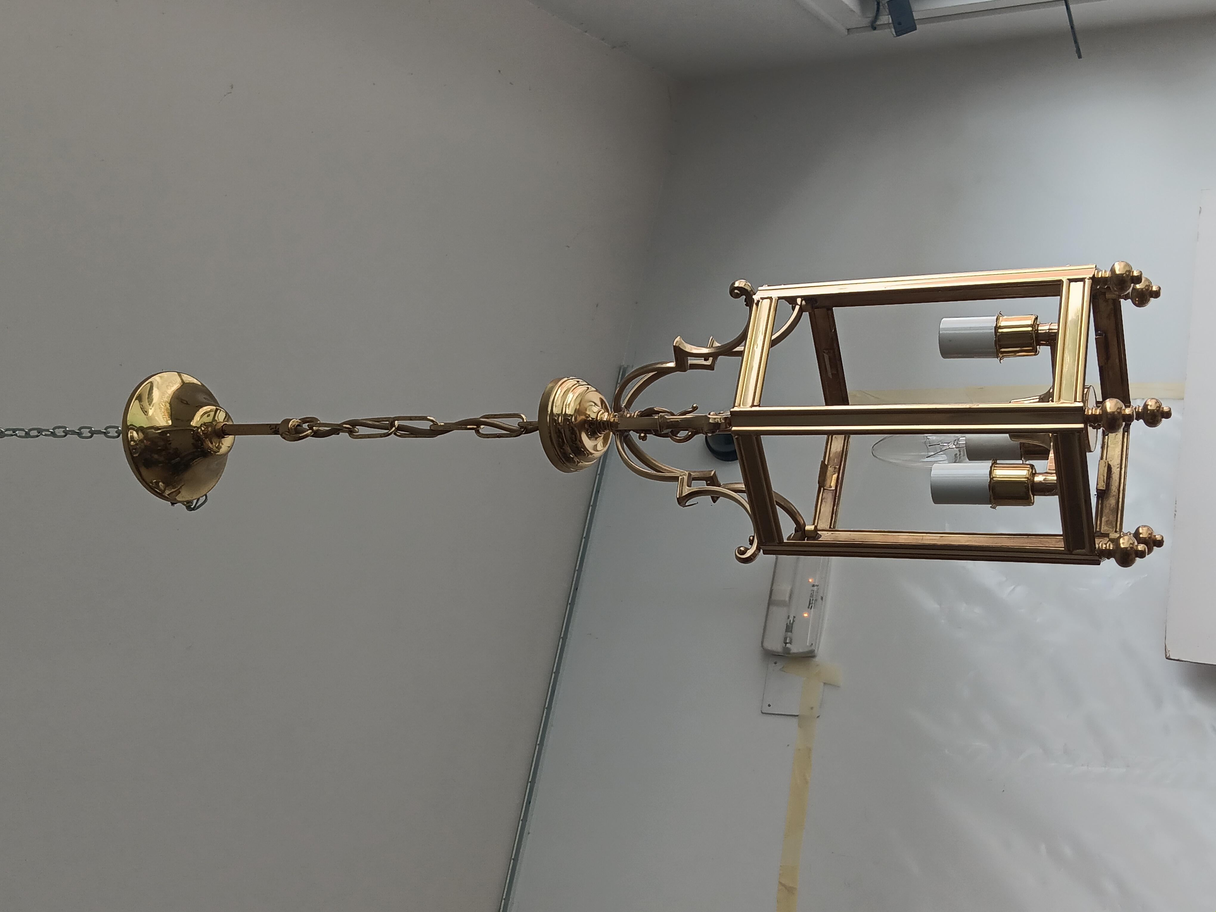 Lantern Brass and Glass Gold Elegant Mid-Century Modern Spain 50s For Sale 6
