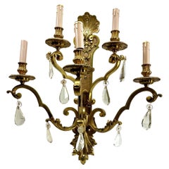  Bronze large 5-Light wall Mount Lamp with Crystal Decoration