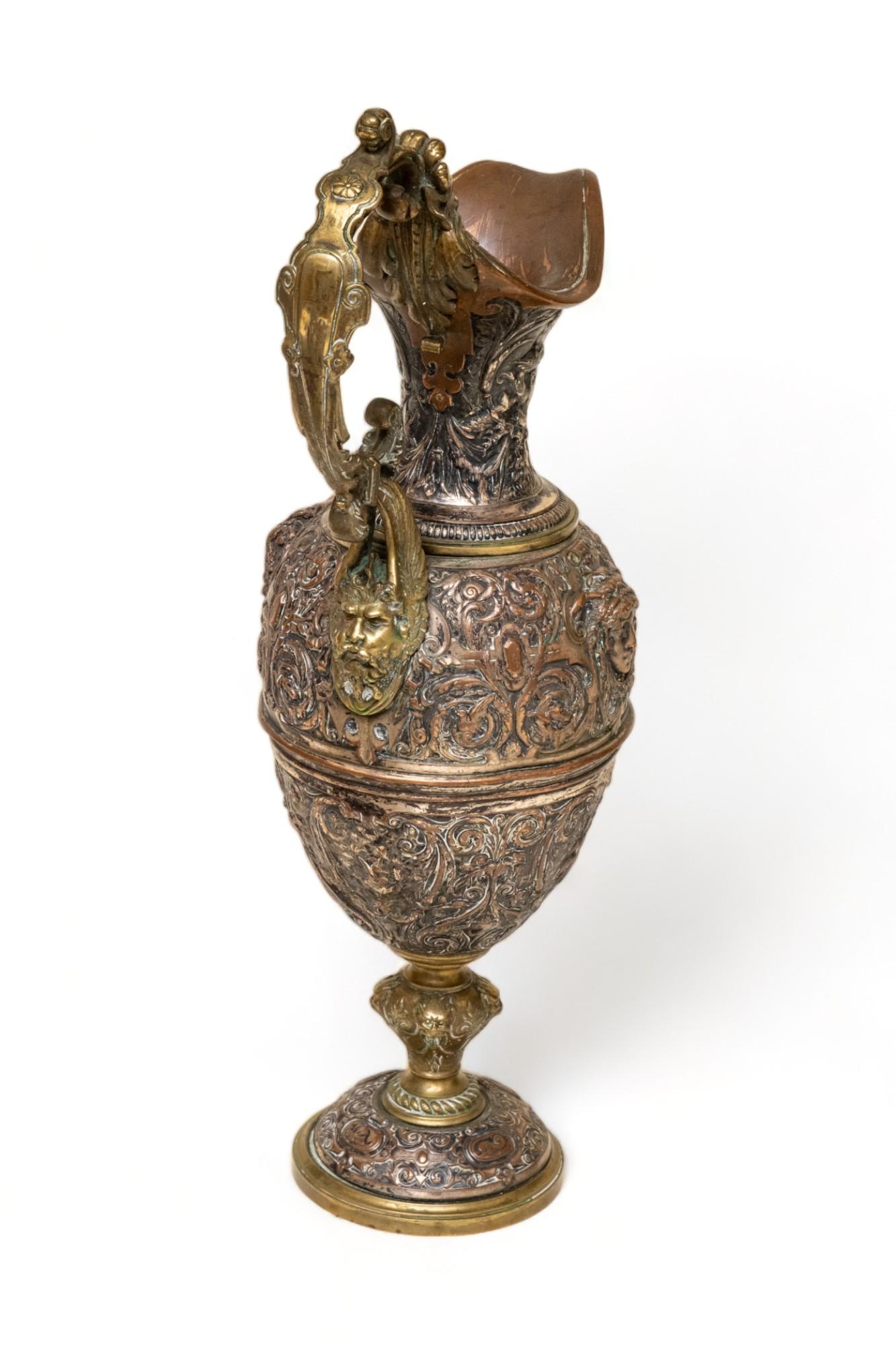 Bronze Large Ewer and Basin by Robert Gugny and Leopold Oudry & Cie. Signed For Sale 2