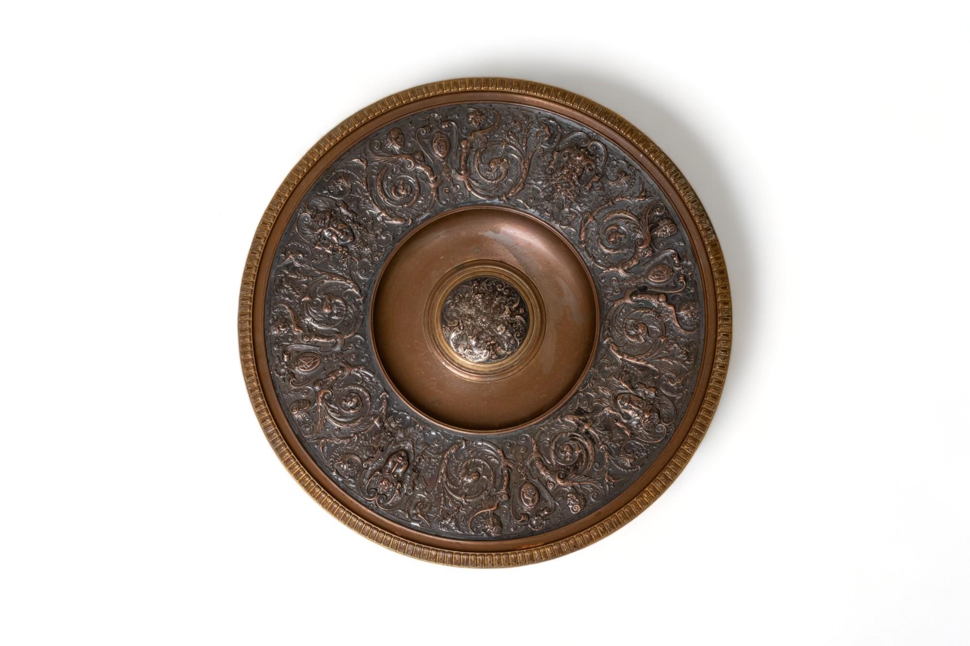 Renaissance Bronze Large Ewer and Basin by Robert Gugny and Leopold Oudry & Cie. Signed For Sale