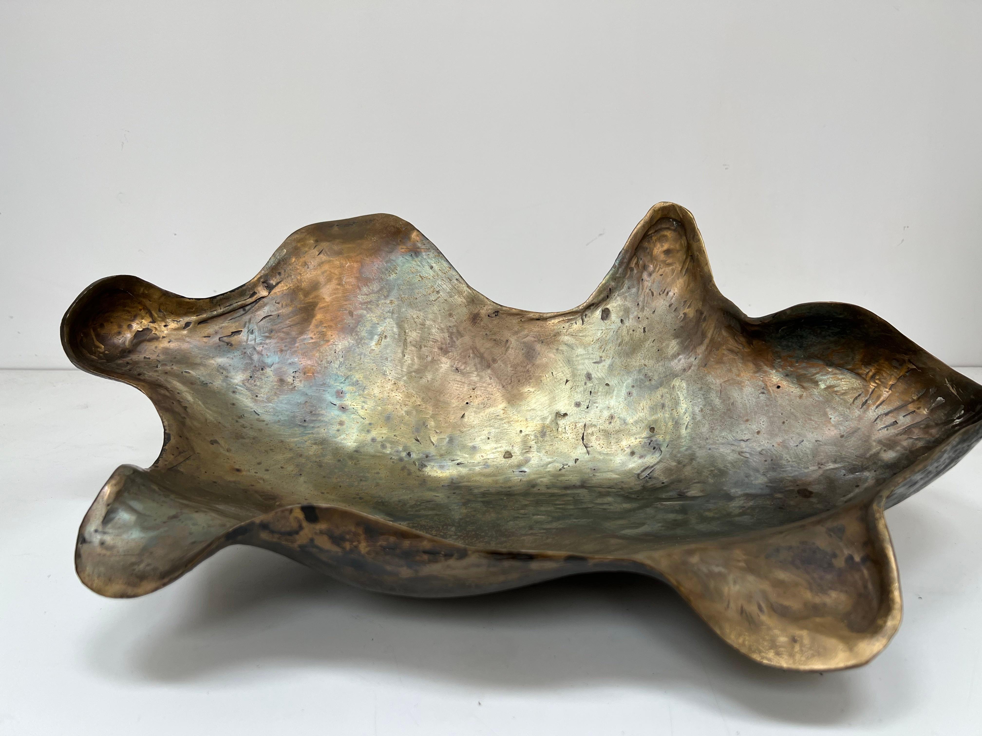 ’Tortolina 1’ - a decorative sculptural bowl, hand crafted, moulded and cast in bronze in the lost wax process. 
The object is intricately crafted leaving the artist delicately imprints marks on the surface, enhancing the object’s organic texture.