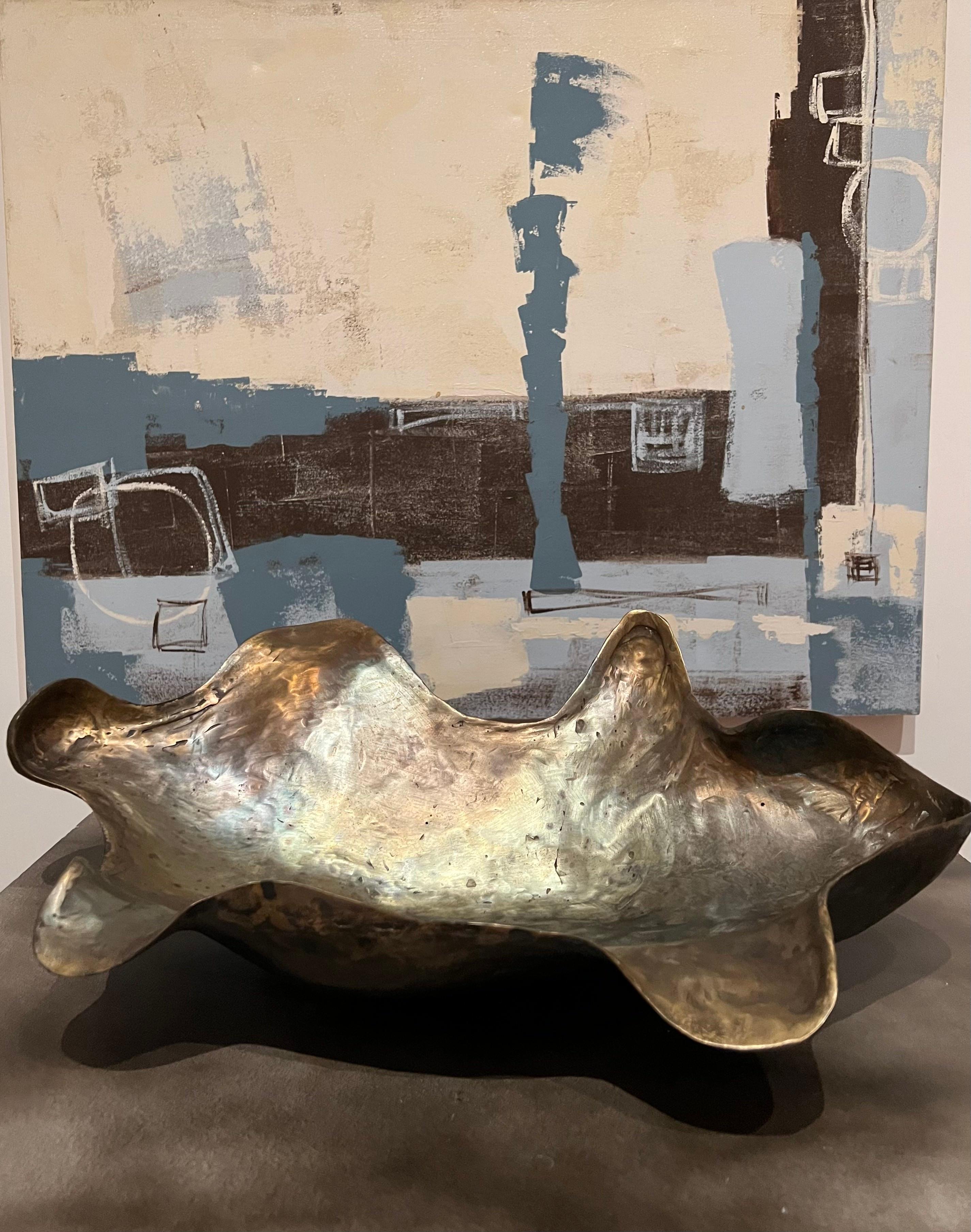  Bronze sculptural bowl, 'Tortolina 1' For Sale 2