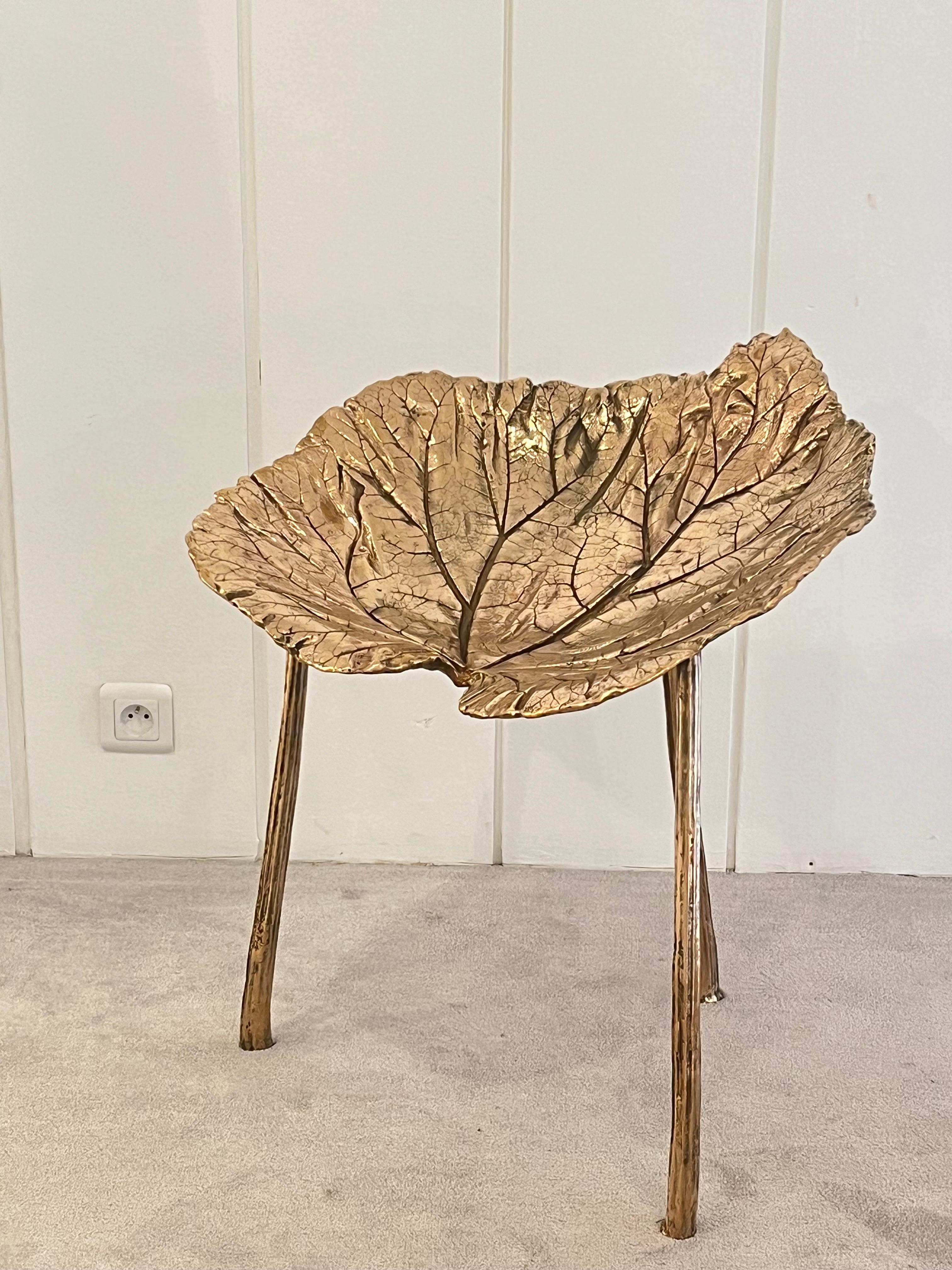 Organic Modern Bronze Large Stool by Clotilde Ancarani For Sale