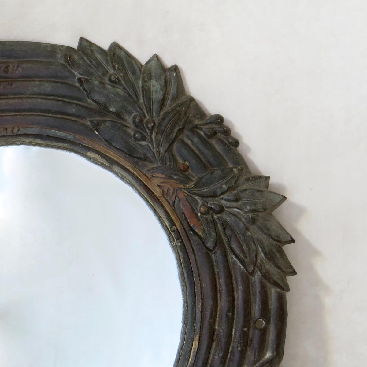 Napoleon III Bronze Laurel-Leaf Motif Mirror, France, circa 1880s
