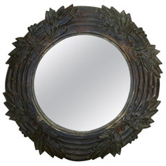 Bronze Laurel-Leaf Motif Mirror, France, circa 1880s