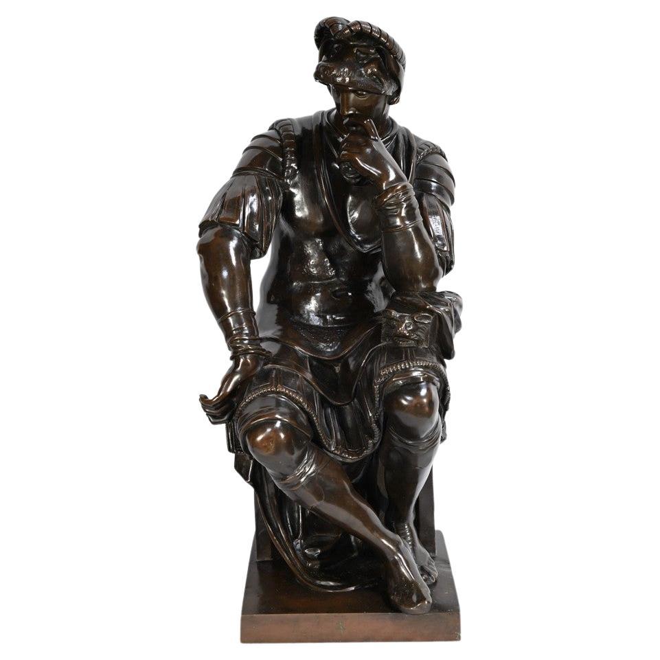Bronzeskulptur Laurent de Medicis aus Bronze nach Michelangelo, 19. Jahrhundert