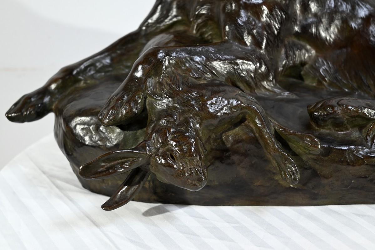 Bronze The Dog with the Hare, signé J-E. Masson - Début du XXe siècle en vente 6