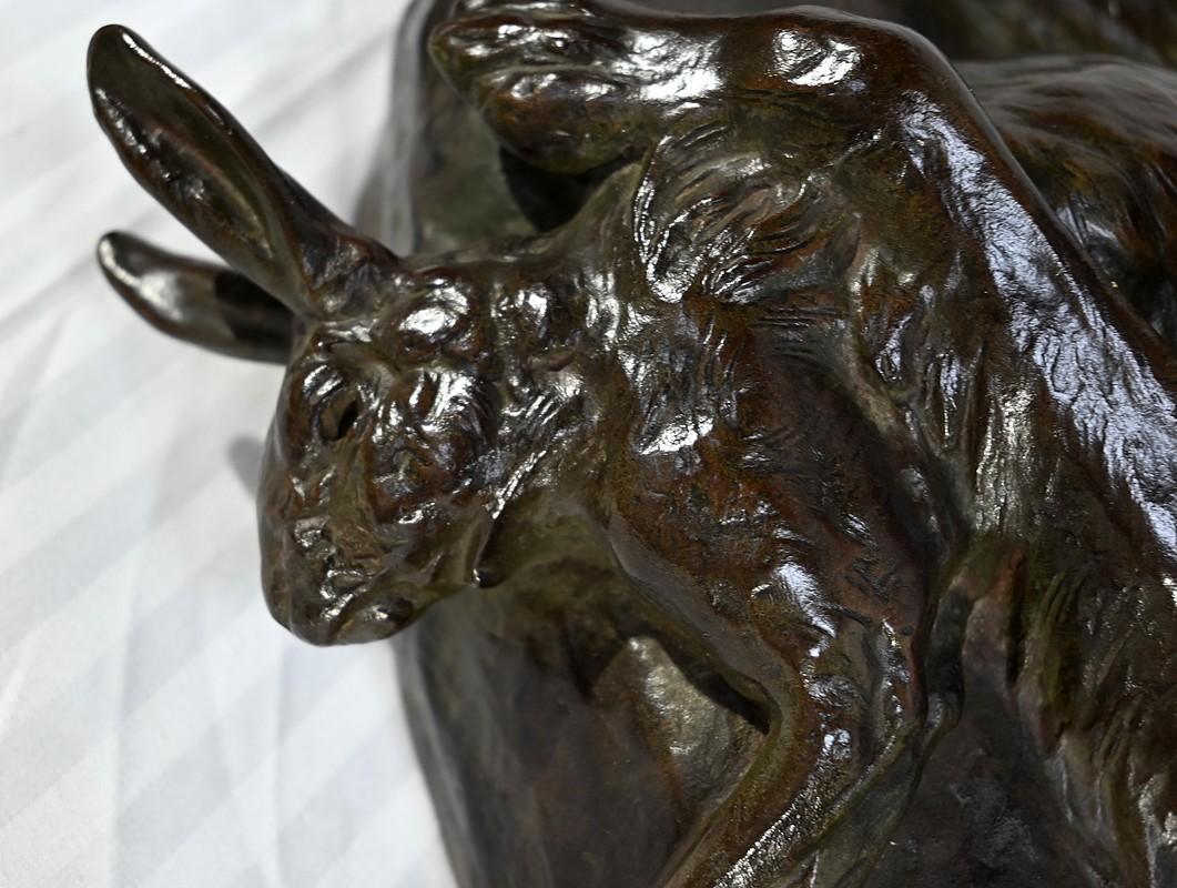 Bronze The Dog with the Hare, signé J-E. Masson - Début du XXe siècle en vente 8