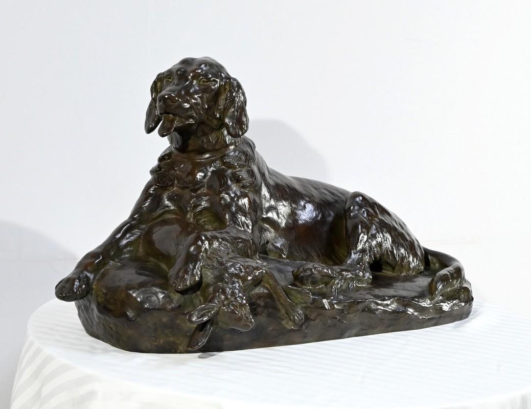 Important bronze à patine brune, signé par le sculpteur français Jules Edmond Masson (1871-1932).
Fils et élève de Clovis Masson, cet artiste est connu pour son extrême précision dans l'art animalier et les scènes orientalistes.
Cette œuvre