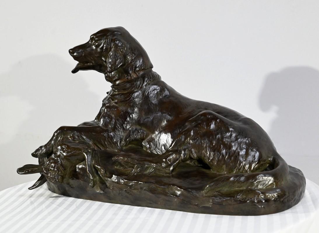 Français Bronze The Dog with the Hare, signé J-E. Masson - Début du XXe siècle en vente