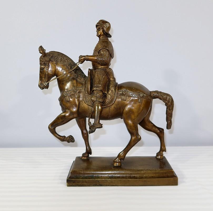 XIXe siècle Sculpture en bronze Le Colleone d'après Verrocchio - 19e siècle en vente